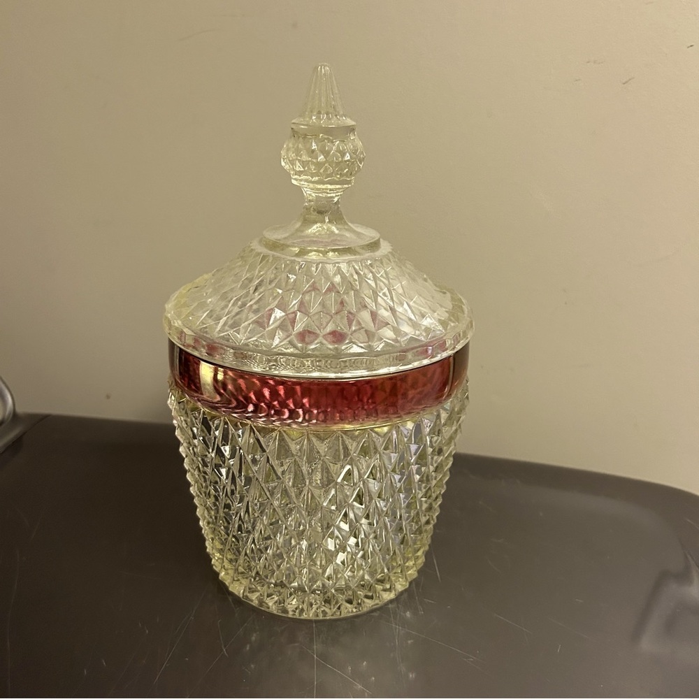 Indiana Glass Diamond Point Ruby Flash Ice Bucket - Simply Stunning